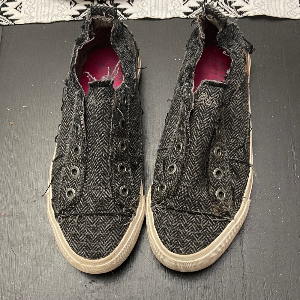 Blowfish Black Herringbone Slip-On Sneakers